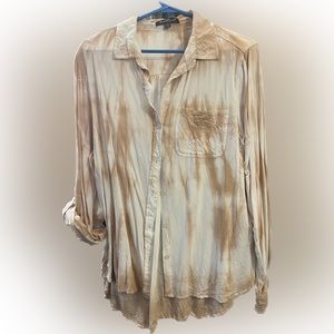 Flowy button down. Tie dye style pattern.